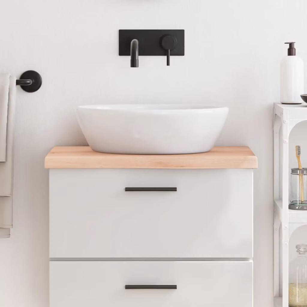 Piano da bagno vidaXL in legno massello non trattato colore marrone L: 60 cm, P: 30 cm, H: 2-4 cm