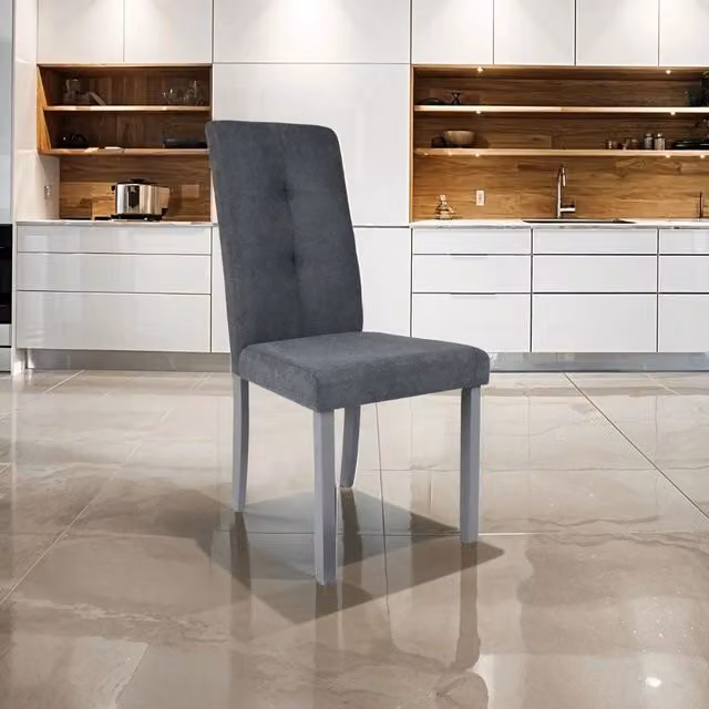 Set di 2 sedie Eric in legno grigio con seduta in tessuto grigio per la tua cucina