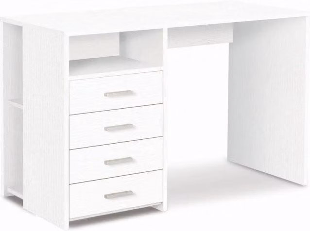 Scrivania 4 Cassetti L120 In Kit Bianco Fiammato cm 120x55x76h - Sarmog