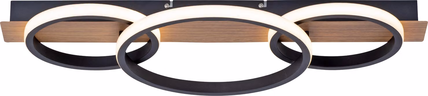 Lampada a LED per legno, metallo nero, aspetto legno, L 68 cm