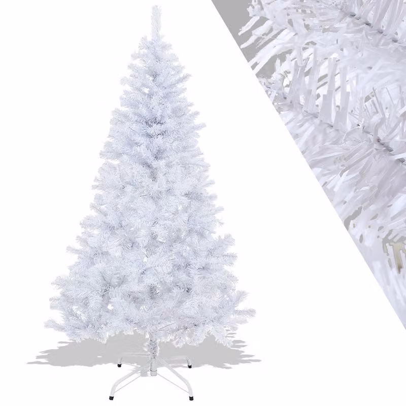 Albero di Natale artificiale Clanmacy 210 cm (Ø circa 115 cm) con 900 punte e sistema di ripiegamento a montaggio rapido, ignifugo, incluso supporto in metallo, bianco