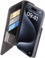 Cover a libro tipo agenda Cellular Line per iPhone 15 Pro Max, colore nero, modello BOOKAG2IPH15PRMK