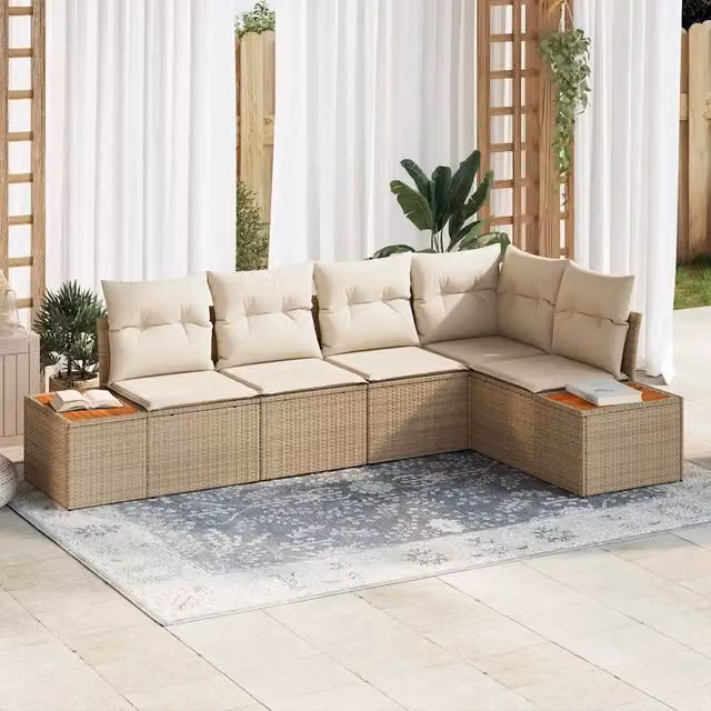 Set Divano da Giardino 5 pz 5-Numero di posti beige e panna 3356756