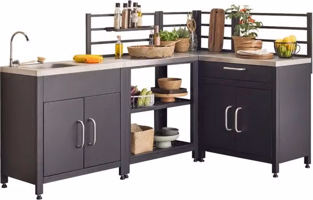 Cucina da esterno modulare con barbecue a gas, 4 bruciatori, 5 moduli