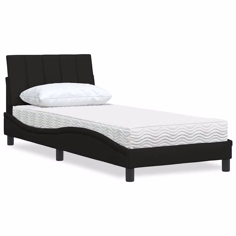 Letto con Materasso Hanko vidaXL in Tessuto Nero, L/P: 90 x 190 cm