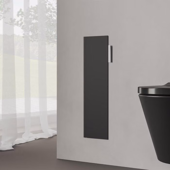 Modulo WC a incasso Kronenbach, design a cubo, 60 cm - frontale in vetro, apertura a sinistra