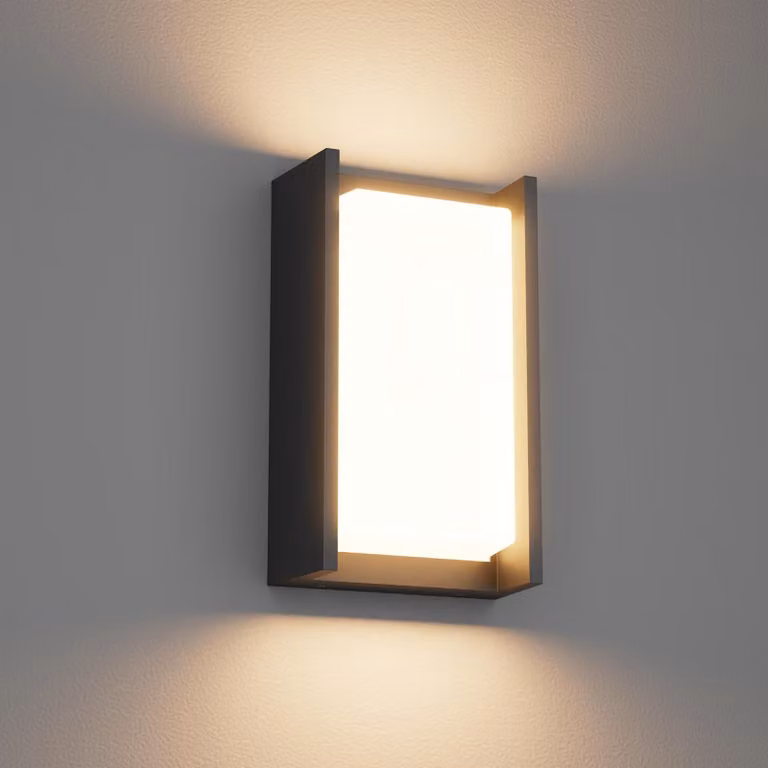 Lampada da parete esterna a LED, grado di protezione IP65, 24W, 3000K, 1680 lumen, colore nero, dimensioni 14,5x7x24 cm