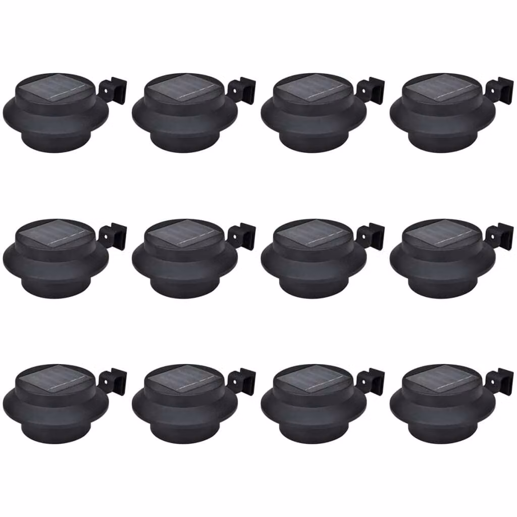 The Living Store Luci solari da esterno per recinzione 12 pz. LED nero