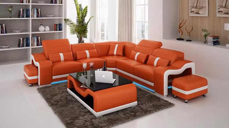 Ledersofa Couch Wohnlandschaft Ecksofa Eck Garnitur Design Modern Sofa G8027