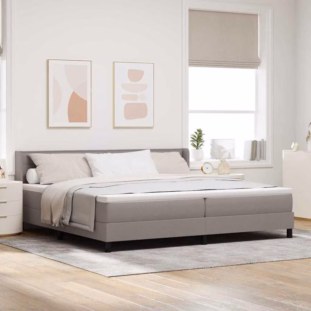 Maison Exclusive - Letto boxspring con testiera color taupe, 200 x 200 cm, rivestimento in tessuto