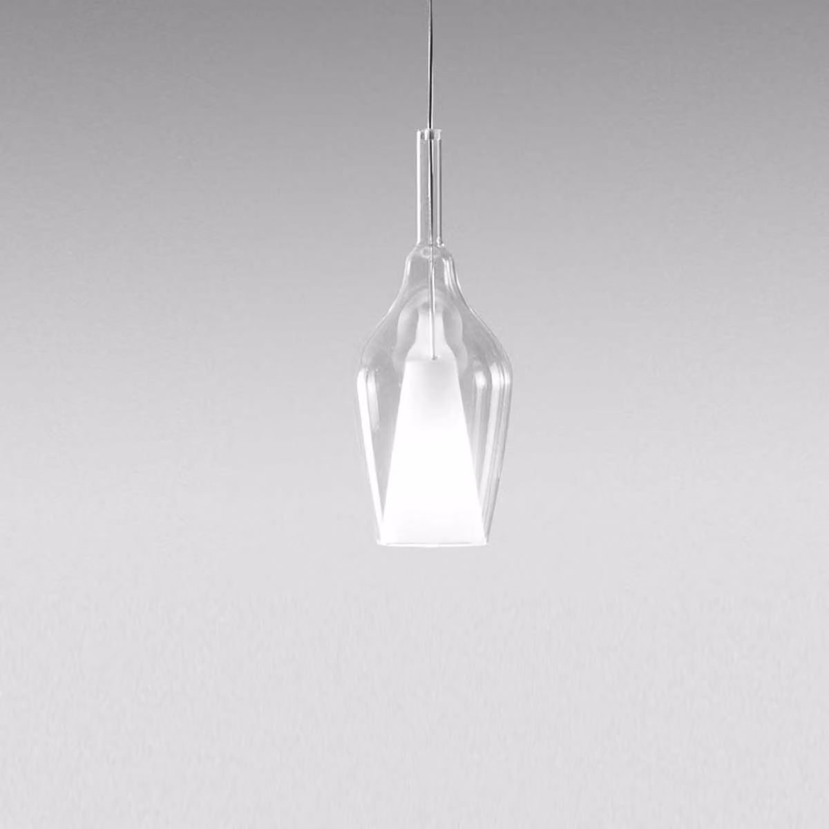 Ofelia S/12 Mini Lampada a Sospensione in Vetro Borosilicato Trasparente con Attacco E27 e Cavo 3 metri per Interni - Gealuce