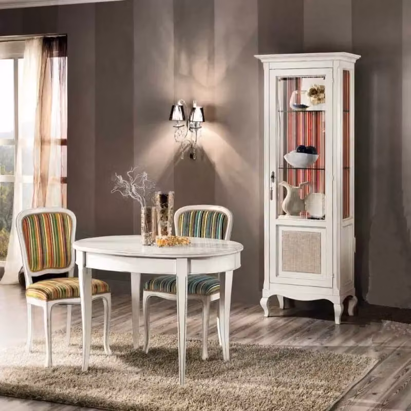 Tavolo ovale allungabile in legno bianco stile shabby Mobili 2G L: 110 cm, P: 80 cm, H: 79 cm – 2