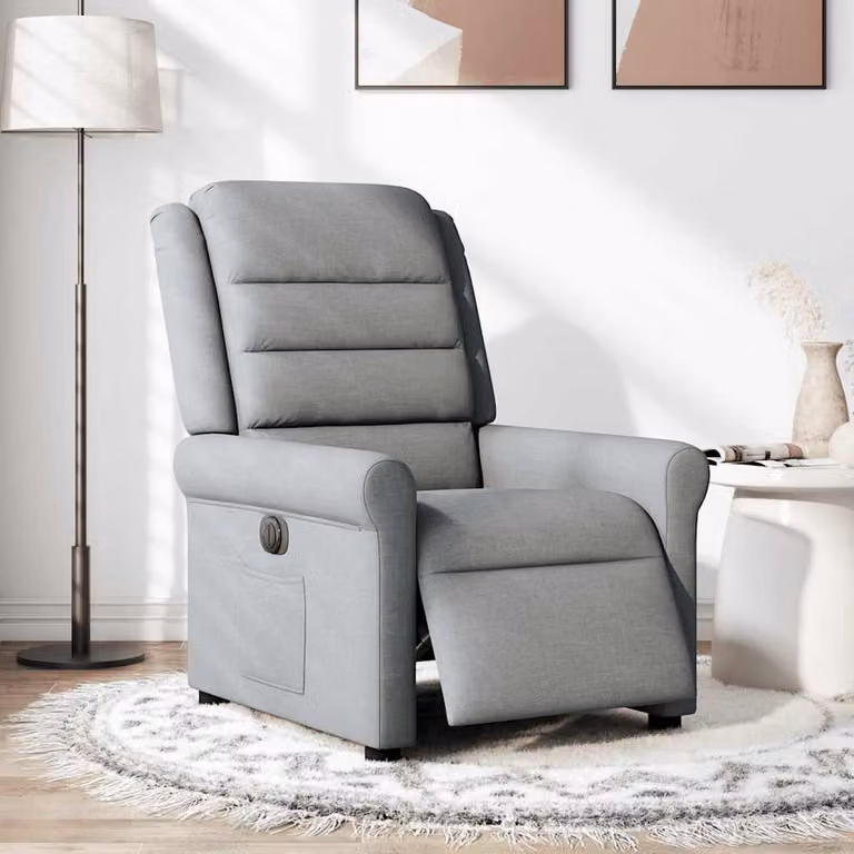 vidaXL Poltrona Elettrica Reclinabile Grigio Chiaro in Tessuto