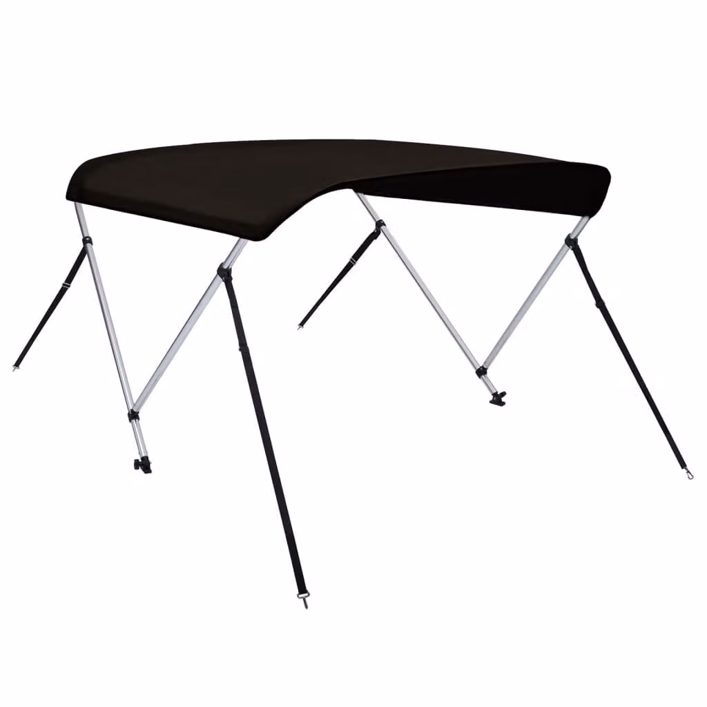 Bimini di Prua con Tendalino 2 Archi Nero 180x130x110 cm
