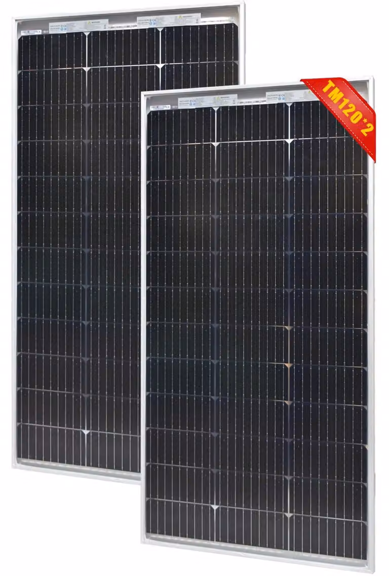 Pannello solare, tecnologia bifacciale, design resistente, 2 pezzi da 120 W