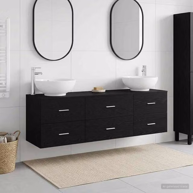 Set di mobili per il bagno 3 pz Nero 161 x 44,5 x 80 cm 3405892