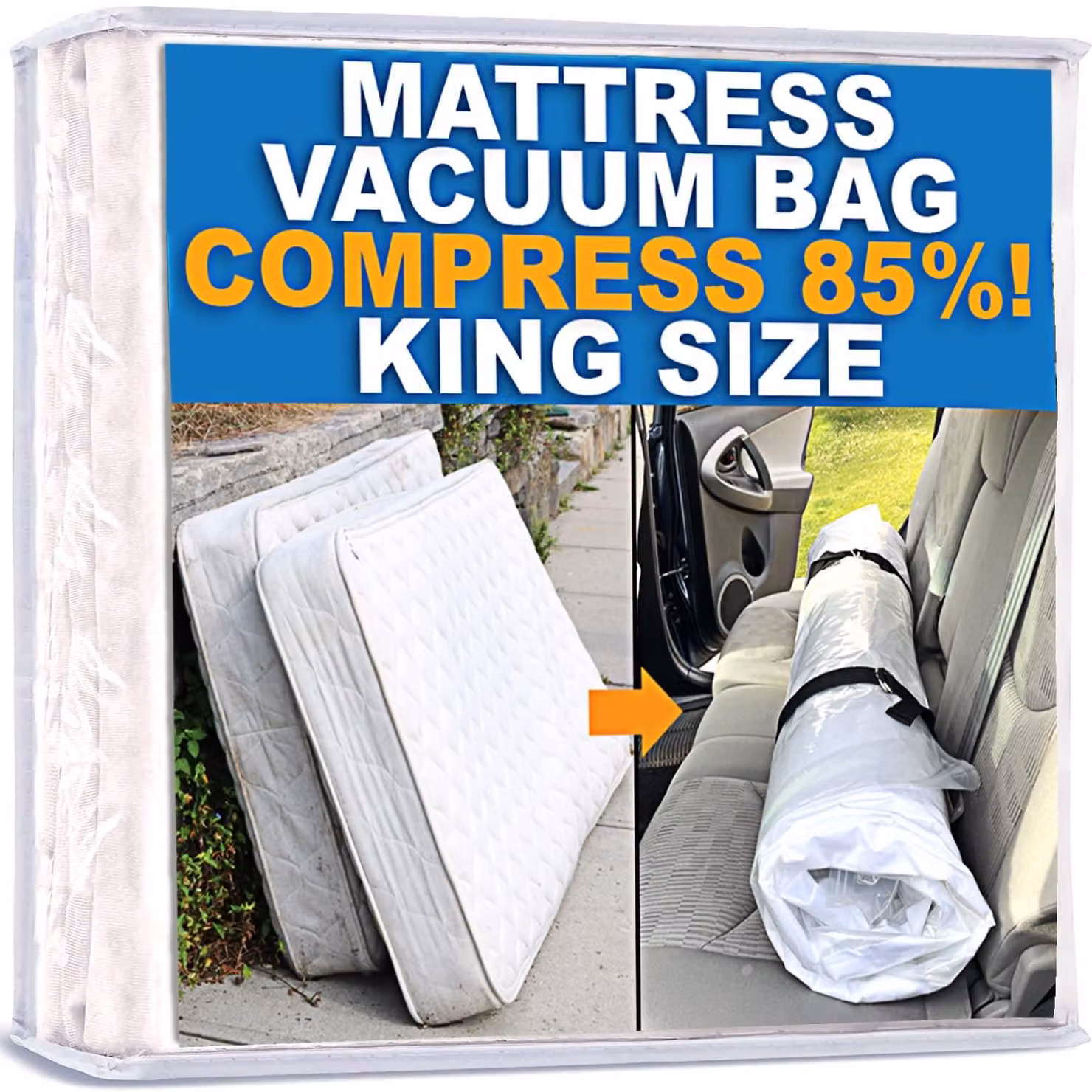 Copertura per materasso, sigillabile sottovuoto, ideale per traslochi, misura king size, trasparente