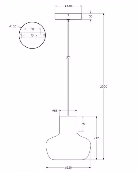 Lampada a Sospensione LED Kino Fabas, Design Minimalista in Metallo e Vetro Bianco, 12W, 1300lm, 3000K, Ø 22 cm – 2