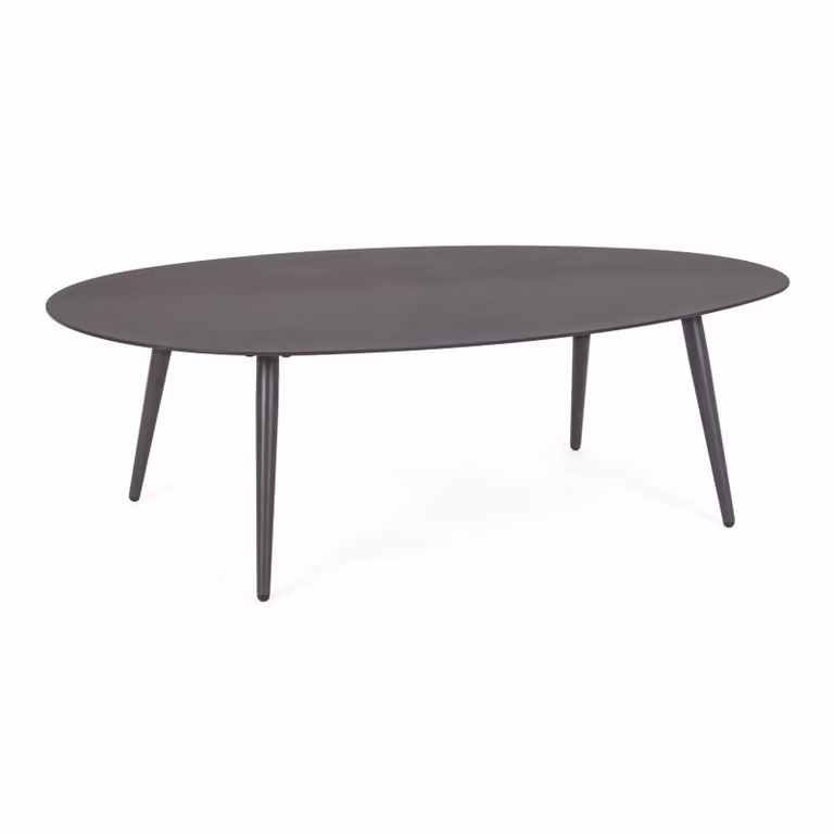 Tavolino ovale da giardino FARO in alluminio antracite verniciato a polvere, 120×75 cm