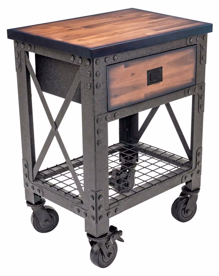 Banco da lavoro mobile con cassetto, portata 450 kg, dimensioni 70x51x94 cm