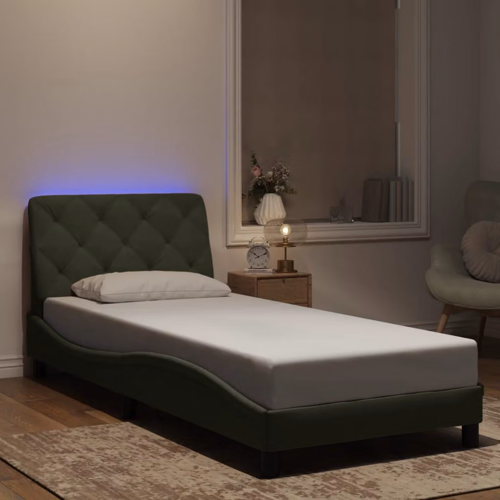 vidaXL Giroletto in Velluto Grigio Chiaro con Illuminazione LED e Porta USB, L 200 x P 80 cm