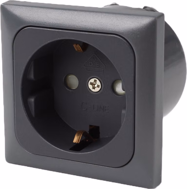 C-Line Presto Inprojal CBE Presa di corrente Schuko + telaio di copertura + presa iso 220 / 230 volt antracite