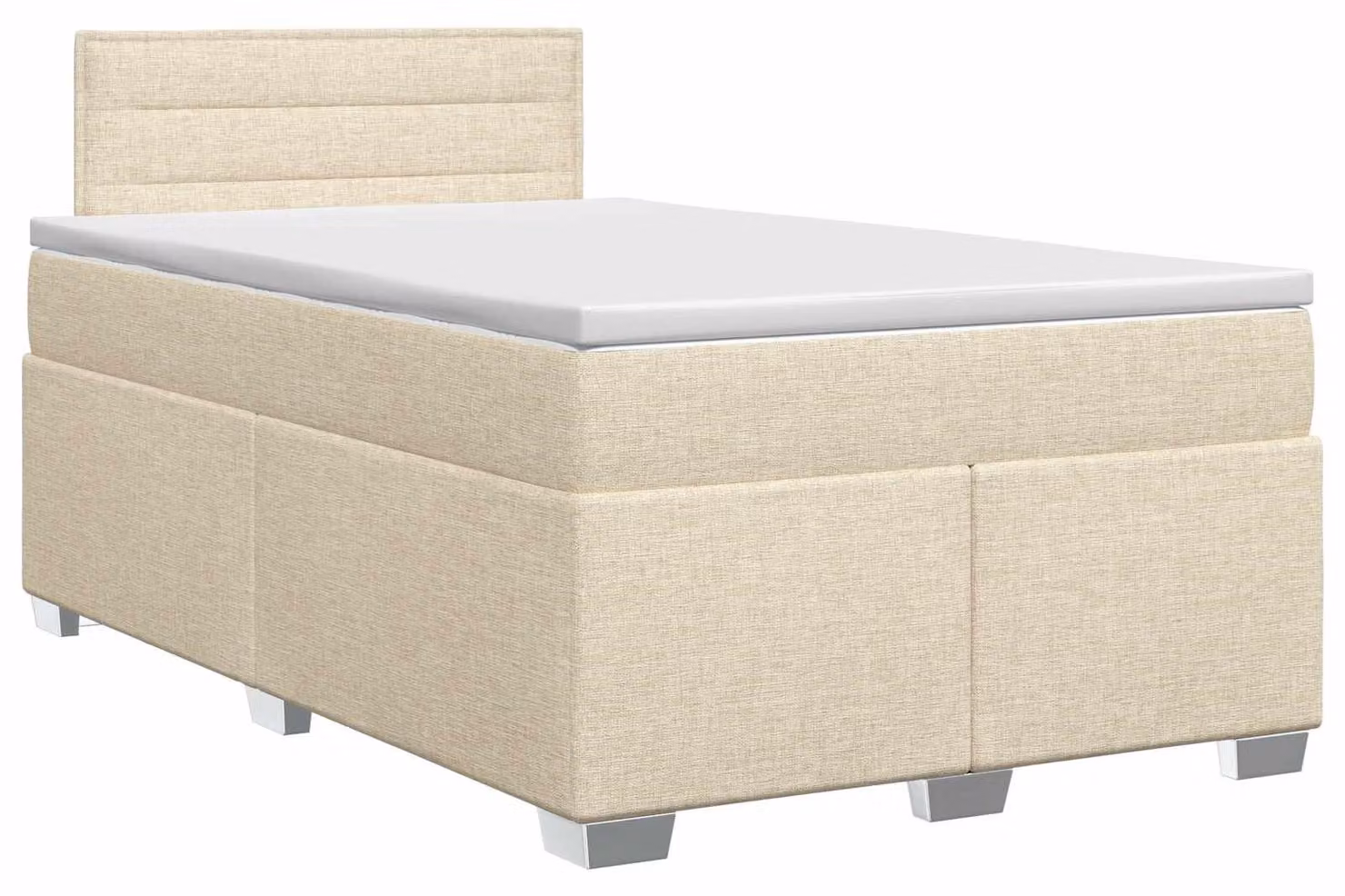 Letto a molle con materasso crema 120 x 200 cm in tessuto