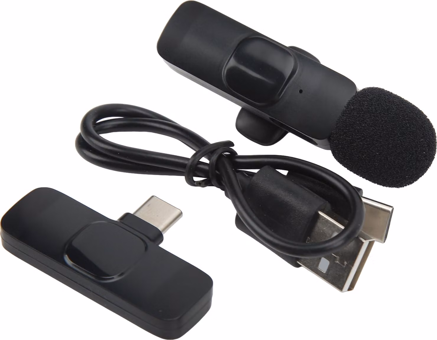 Microfono lavalier wireless, cancellazione intelligente del rumore, forte clip anti-interferenza, interfaccia Type-C