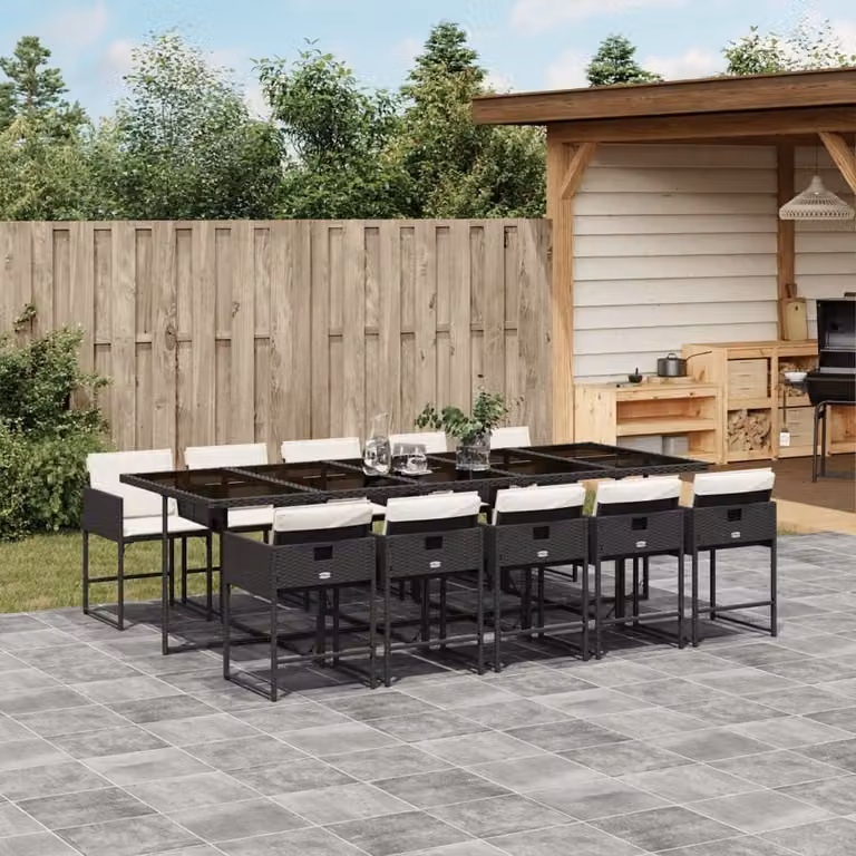 Maison Exclusive - Set da Pranzo da Giardino 11 pz con Cuscini in Polyrattan Nero