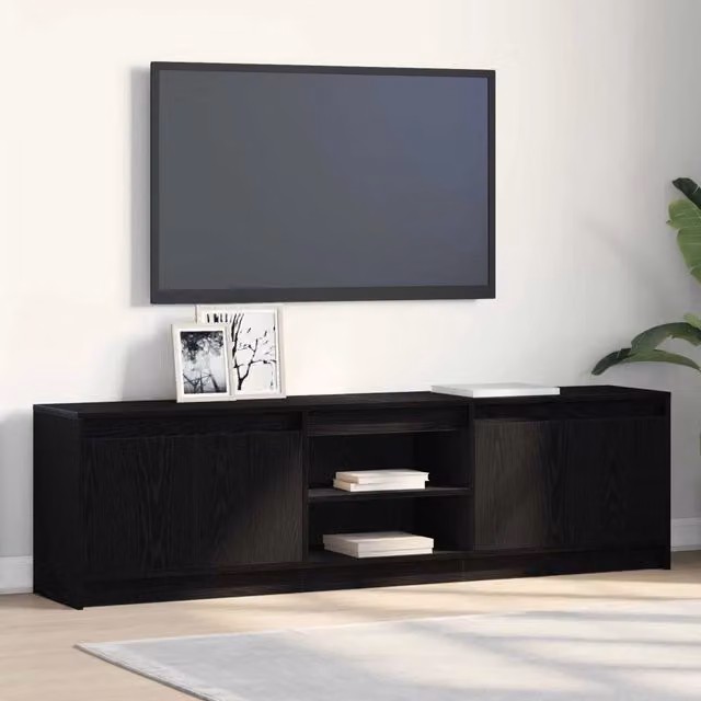 Set di 2 Unità TV da parete vidaXL in MDF Nero Opaco con Stile Minimalista