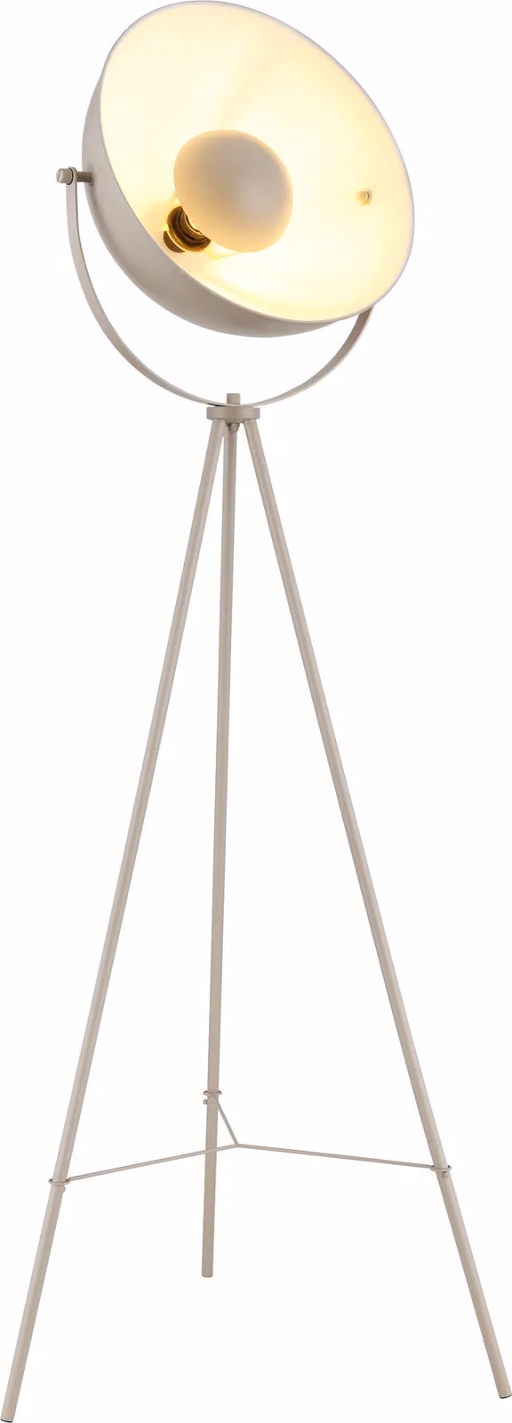 Lampada da terra, treppiede, color sabbia, interruttore a bilanciere, H 139 cm