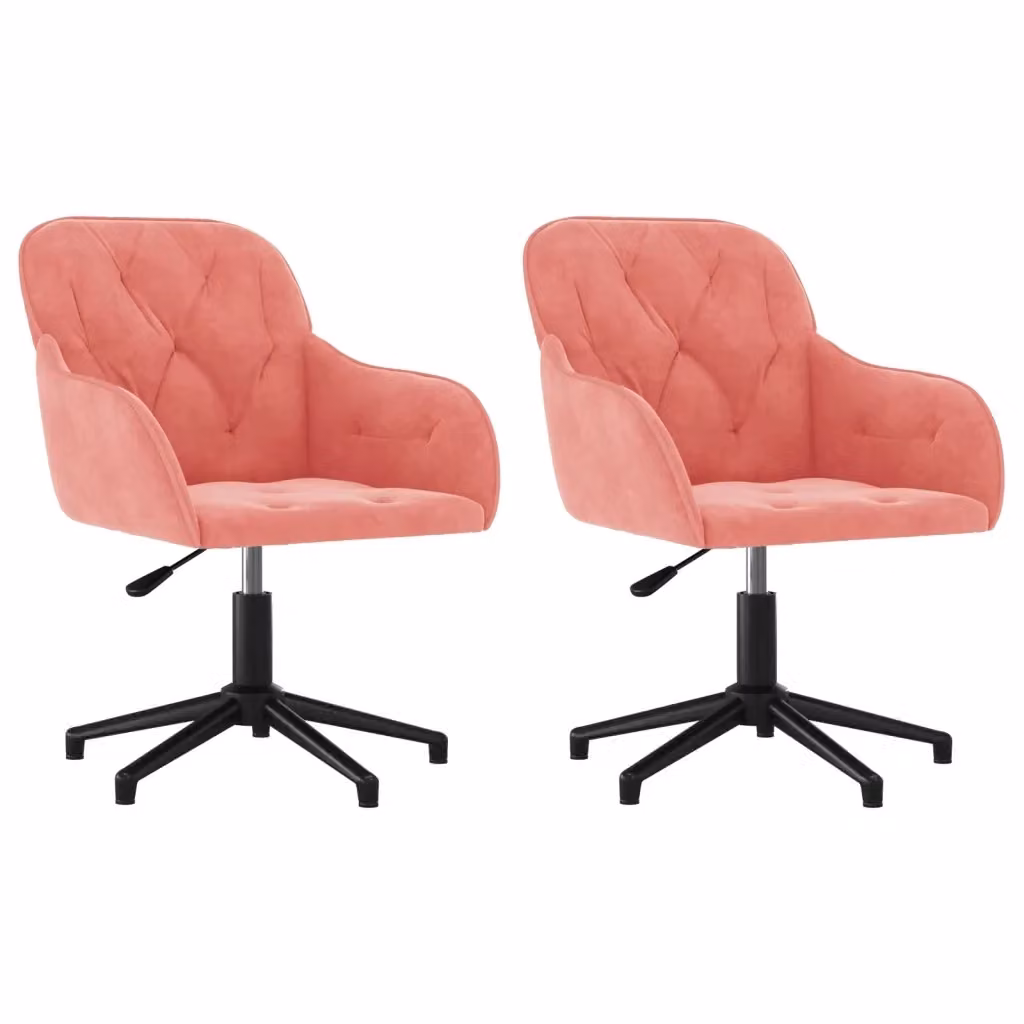 Set di 2 sedie da pranzo girevoli vidaXL in velluto rosa con base in metallo e plastica – 2