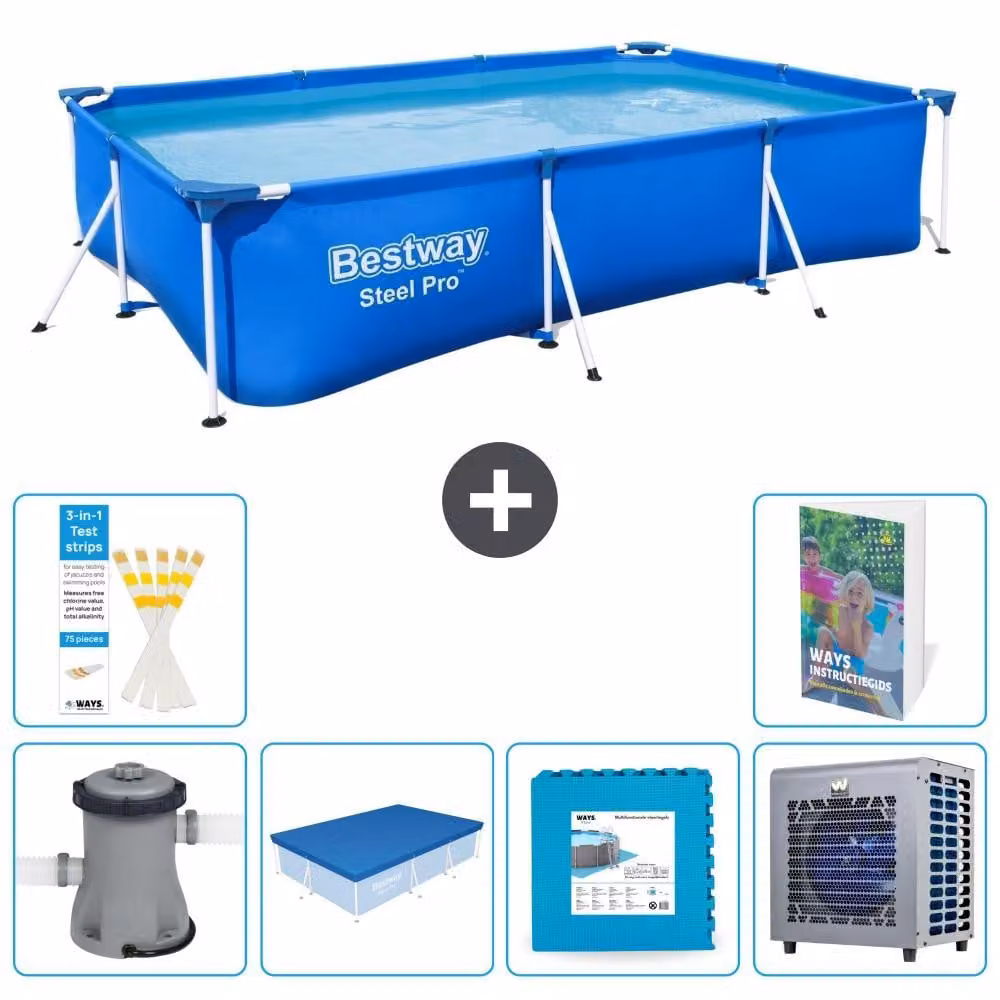 Bestway Steel Pro, piscina rettangolare - 300x201x66 cm - composta da 5 parti, modello S290