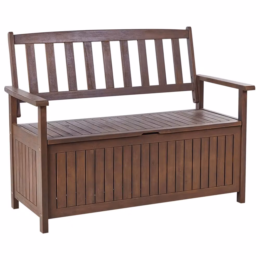 Panca da giardino BELIANI in legno di acacia con contenitore e braccioli, colore marrone, L: 120 cm – 2