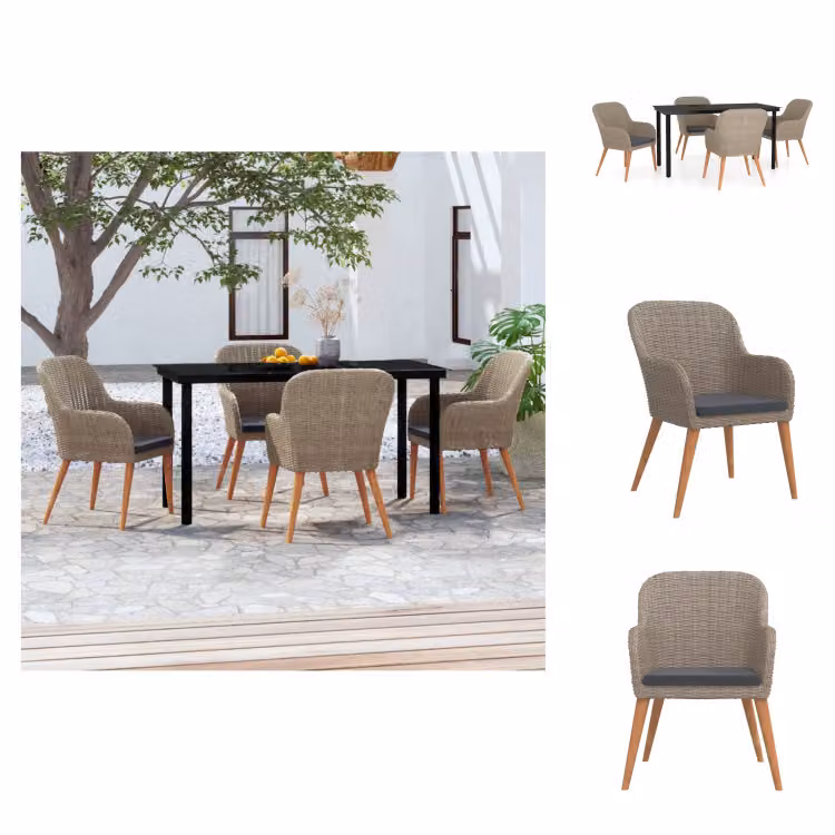 vidaXL Set da pranzo da giardino 5 pezzi con cuscini marrone - Set di mobili da giardino
