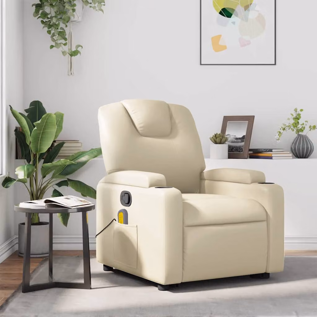 vidaXL Poltrona Relax Reclinabile Moderna in Similpelle Beige con Braccioli