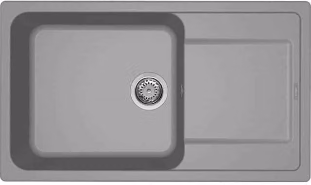 Lavello da incasso Elleci Life 410 con una vasca in Granitek Grigio Cemento L: 86 cm, P: 50 cm