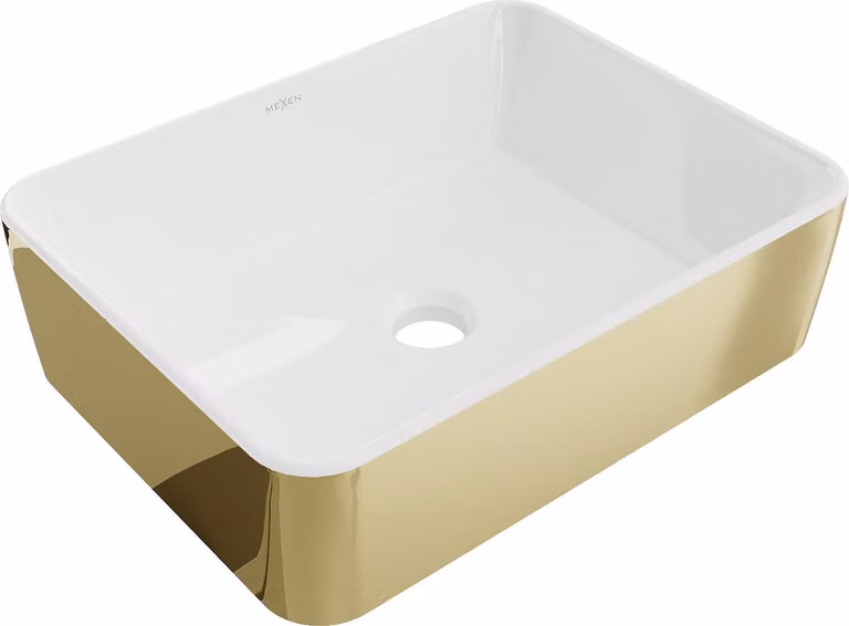 Mexen Catia lavabo da appoggio 48 x 37 cm, bianco/oro - 21314806