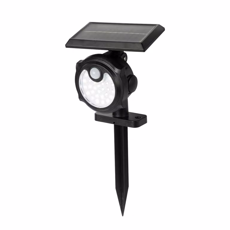 DICTROLUX Faretto Solare LED da Giardino con Sensore di Movimento, Luce Fredda, Nero