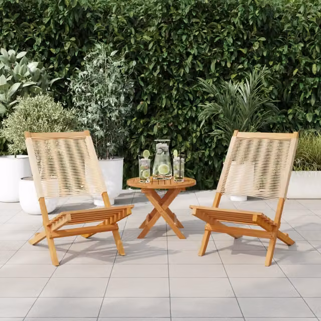 Set di 2 sedie da giardino vidaXL in legno di acacia oliato e polipropilene, colore beige – 1
