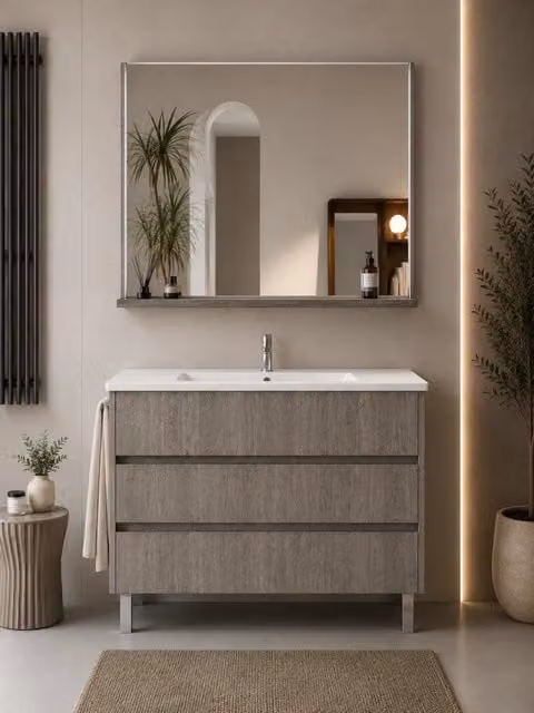 Mobile bagno con lavabo ORIGENBATH IMPERIA senza specchio 80x45 cm rovere smoky