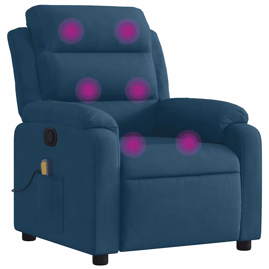 Poltrona Reclinabile Relax vidaXL in Velluto Blu con Braccioli e Imbottitura in Schiuma – 2
