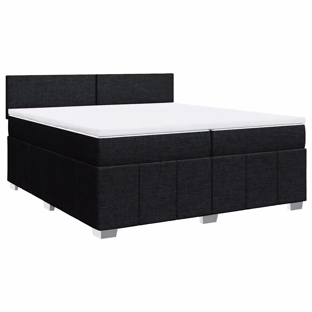 Letto Ibrido vidaXL con Giroletto a Molle e Materasso Nero e Bianco in Tessuto L/P: 200 x 200 cm – 2