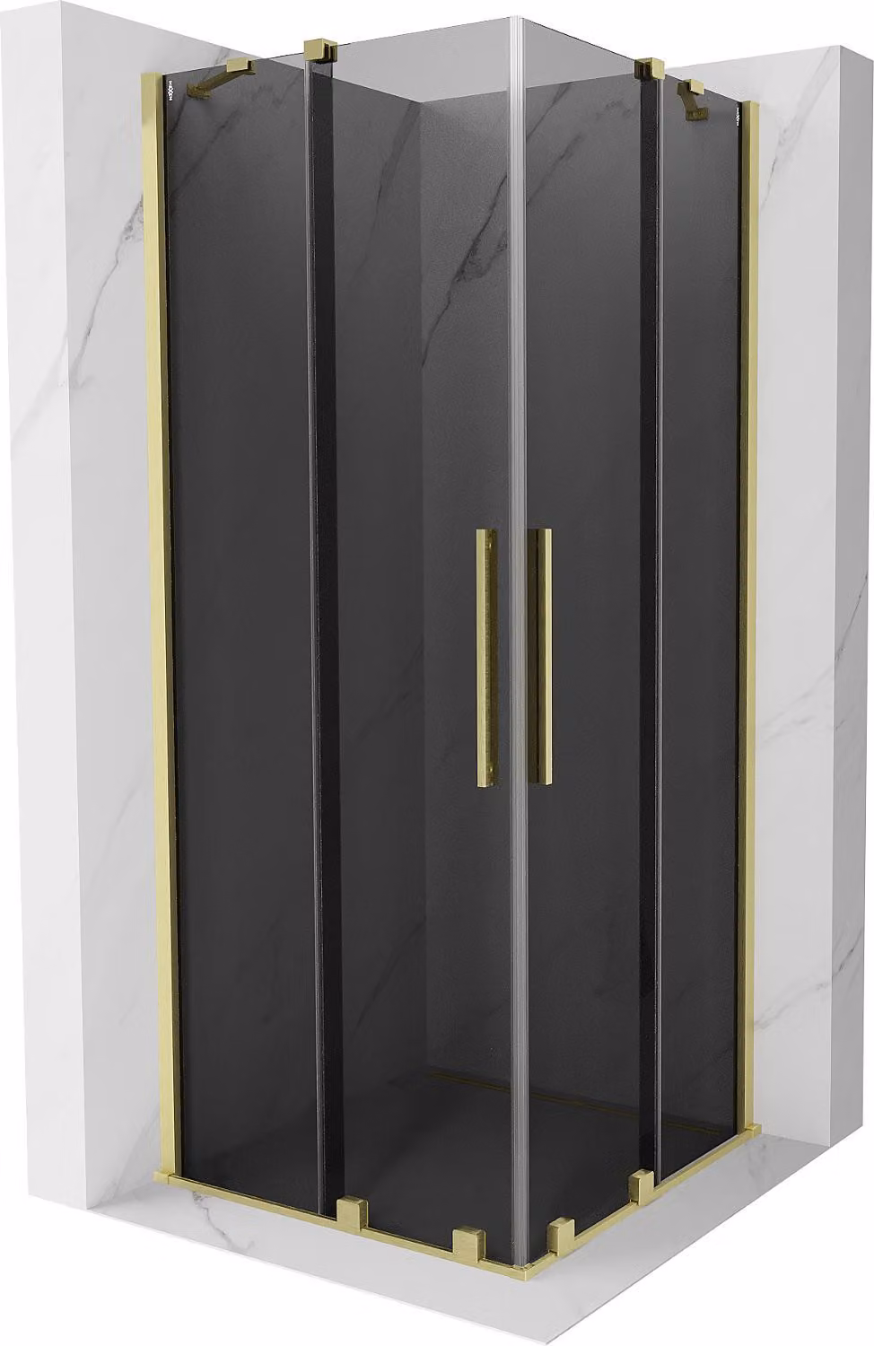 Mexen Velar Duo cabina doccia scorrevole 80 x 80 cm, grafite, oro spazzolato - 871-080-080-42-55