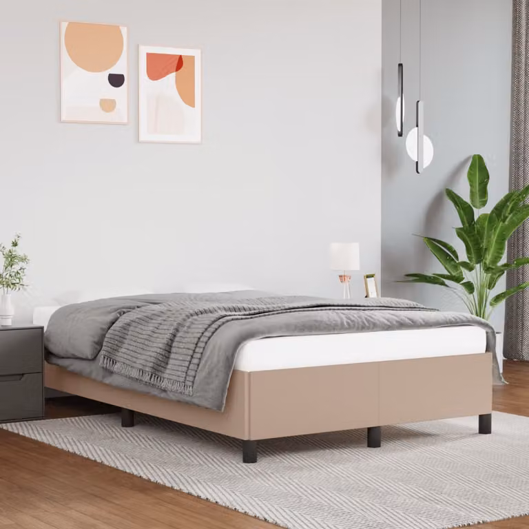 vidaXL Giroletto in similpelle color cappuccino con doghe in legno, L 120 cm x P 190 cm