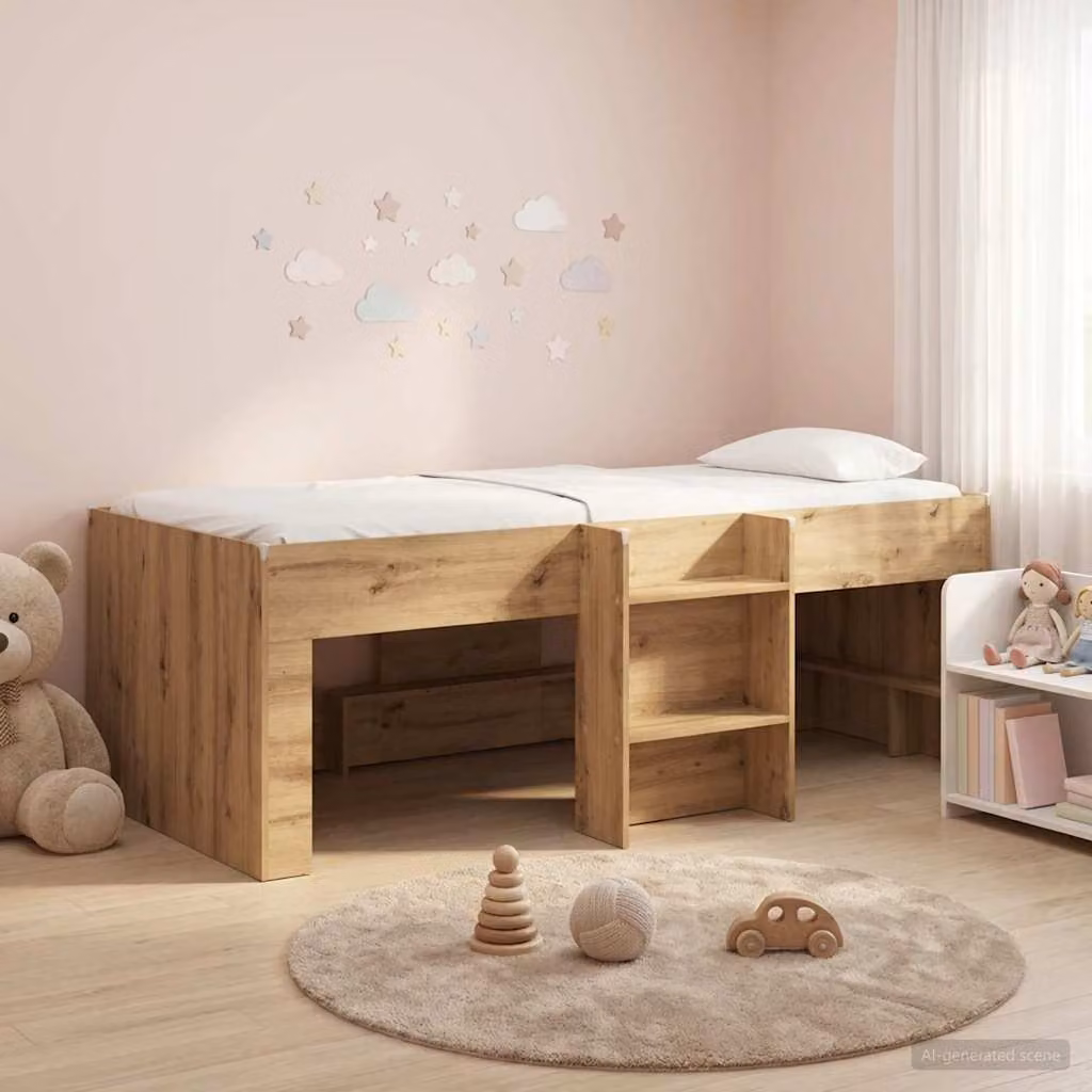 Letto alto singolo per bambini vidaXL in legno marrone L 200 x P 90 x H 111 cm