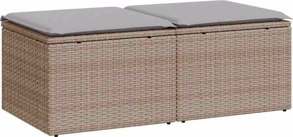 Set Divano da Giardino 2 pz con Cuscini Beige Polyrattan Acacia