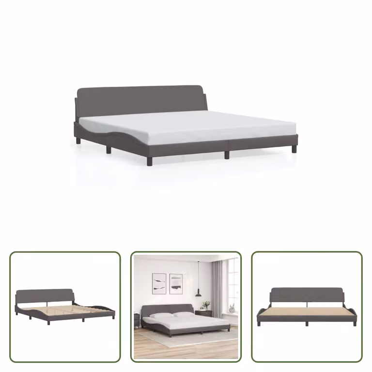 The Living Store Giroletto con testiera grigio 200x200 cm in ecopelle