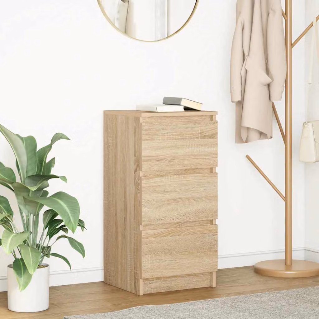 Credenza moderna vidaXL in legno multistrato e MDF, colore beige e marrone, L/P/H: 37,5 x 35 x 76 cm