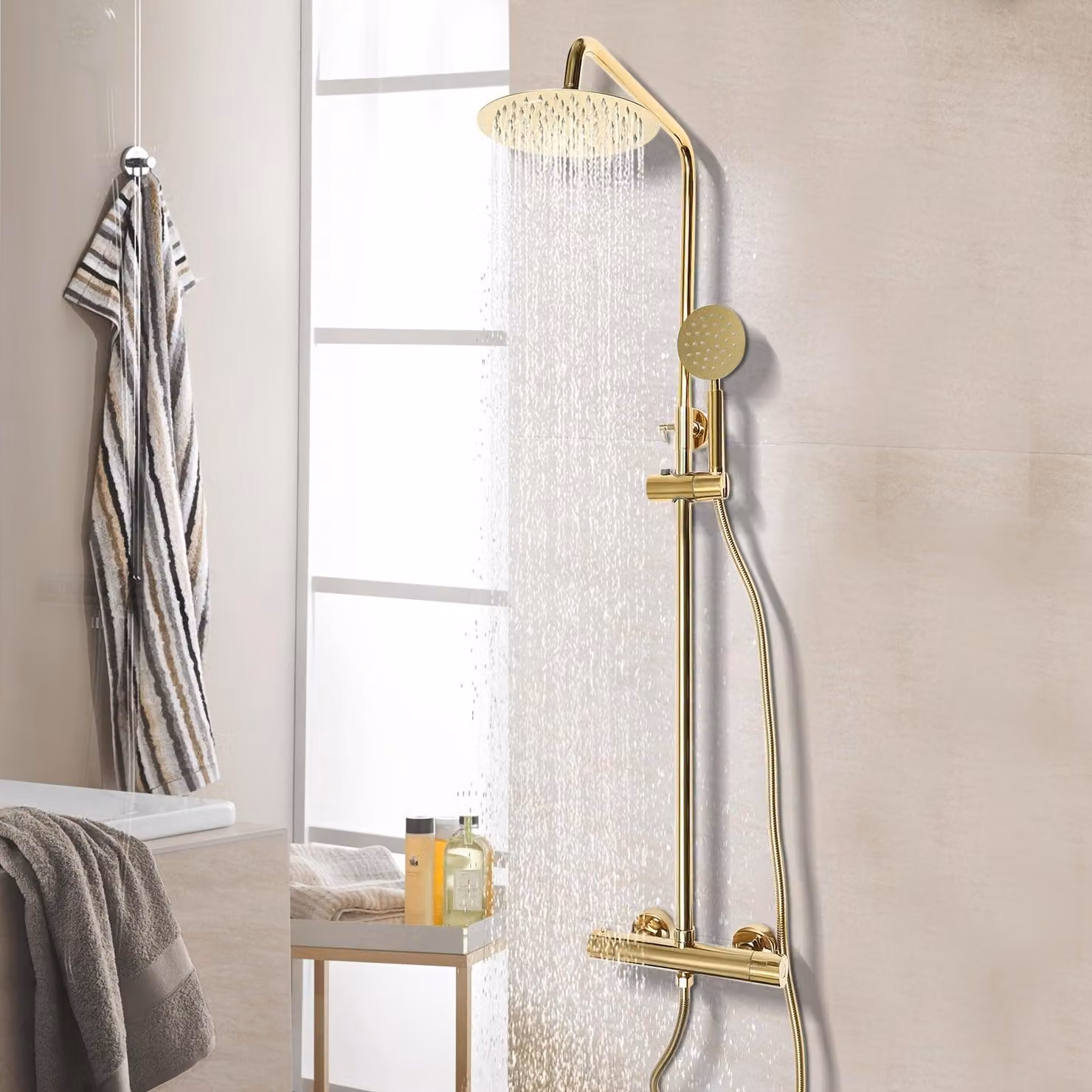Doccia a soffitto - Doccia - Doccia a pioggia - Doccia portatile - Forma rotonda - Acciaio inossidabile - Diametro 20 cm
